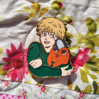 Sad Boy And His Funky Dog Enamel Pin